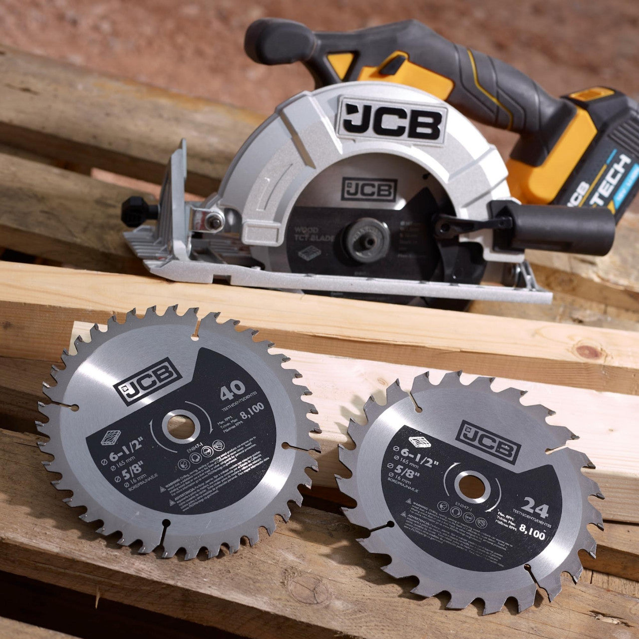 JCB 2 Piece 165mm /  6.5" TCT Circular Saw Blade Set | JCB-TCT-2PC