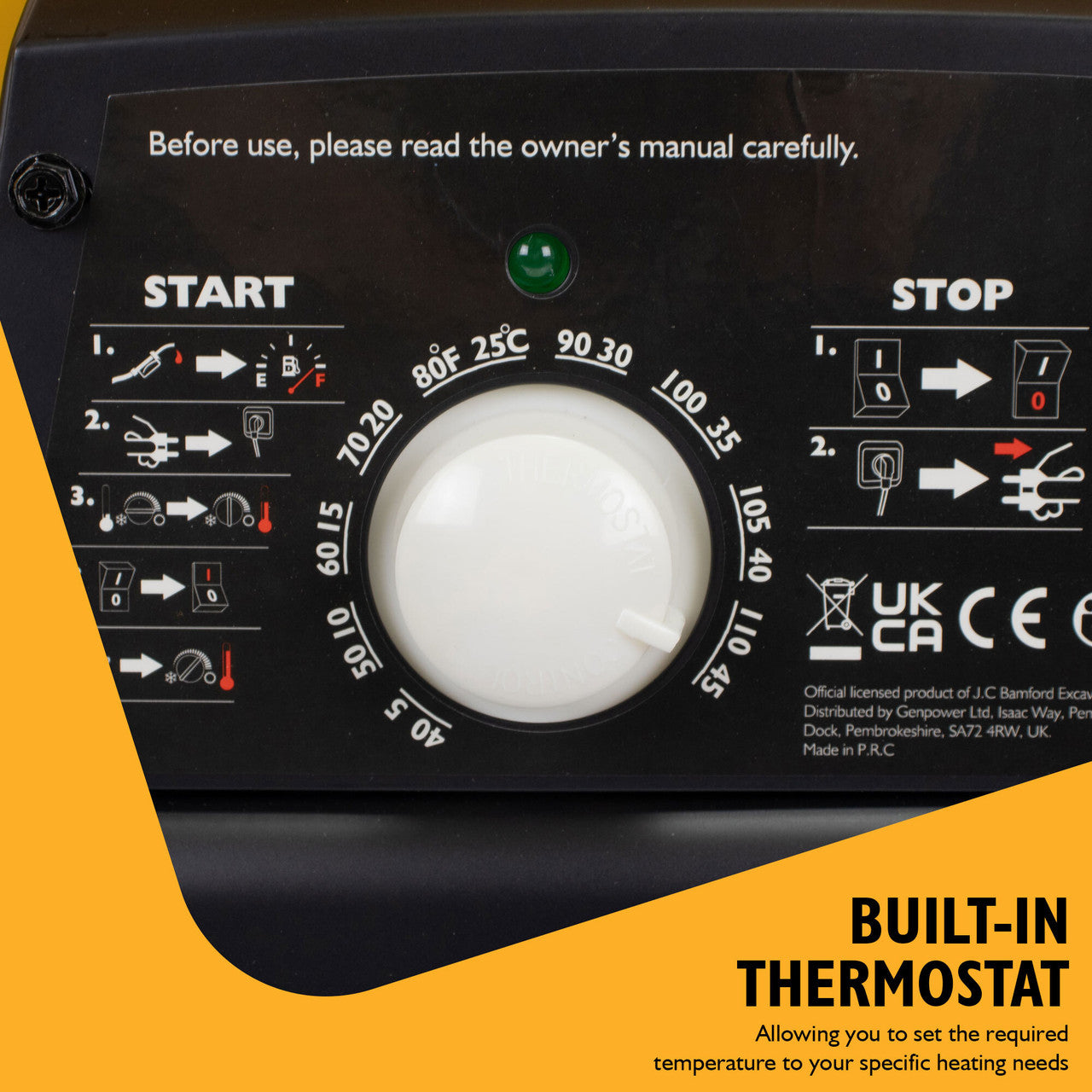 JCB 70,000BTU / 20kW Diesel Space Heater, 496m³ Coverage, Kerosene or Diesel, Thermostat | JCB-SH70D