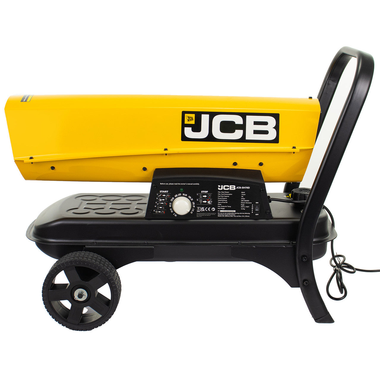 JCB 70,000BTU / 20kW Diesel Space Heater, 496m³ Coverage, Kerosene or Diesel, Thermostat | JCB-SH70D
