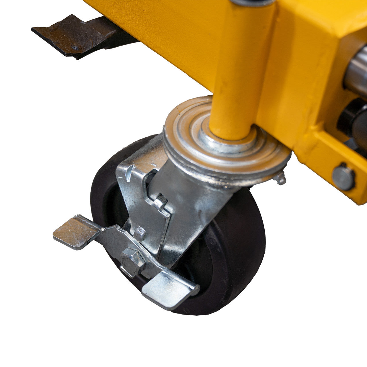 Heavy-duty wheel removal trolley for quick and efficient removal and replacement of commercial and agricultural wheels