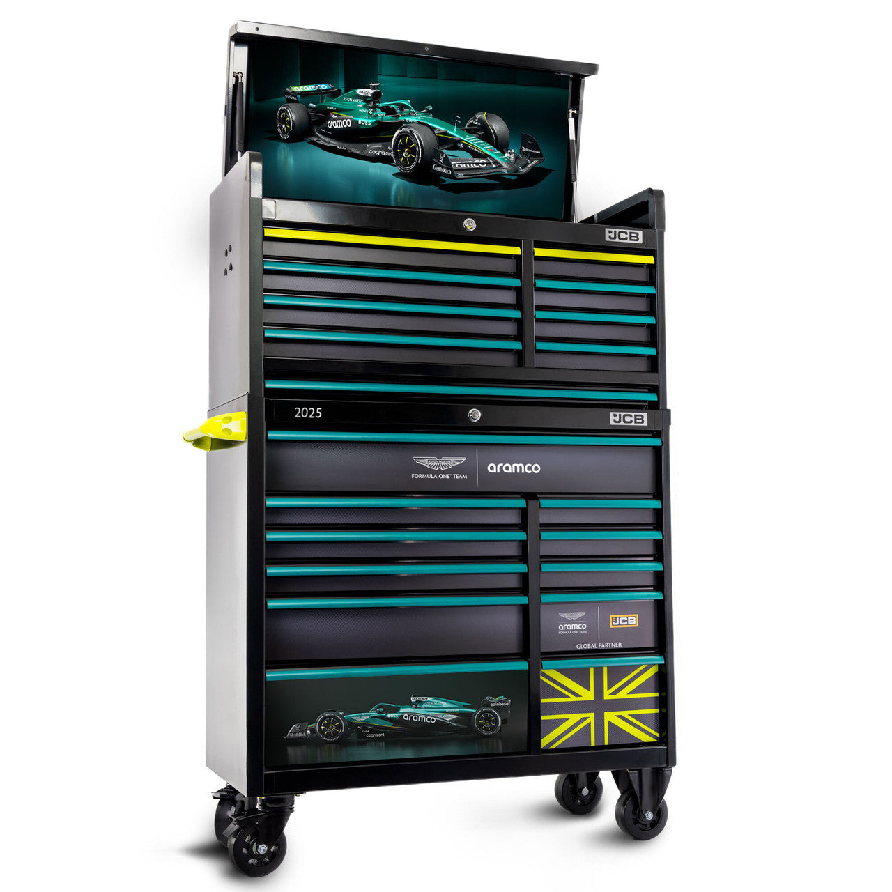 2025 Aston Martin Aramco Formula One® Team x JCB Roller Cabinet and Top Tool Chest Stack