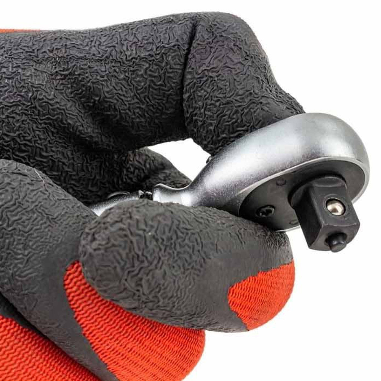 High-tooth ratchet: 72-tooth ratchet allows fine incremental rotation for use in tight spaces.