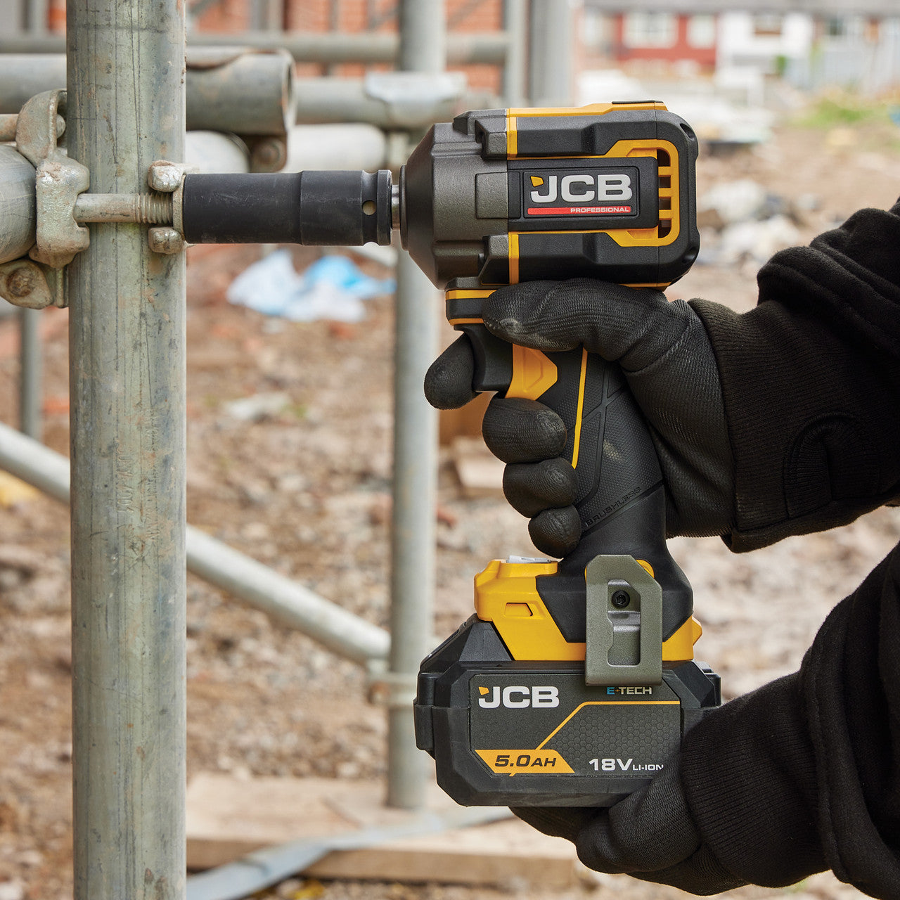JCB Pro 18V Impact Wrench 1/2" 400Nm Fastening, 620Nm ‘Nut-Busting’ Torque, Square Drive & Friction Ring (Bare Tool) | JCB-18PIW-620