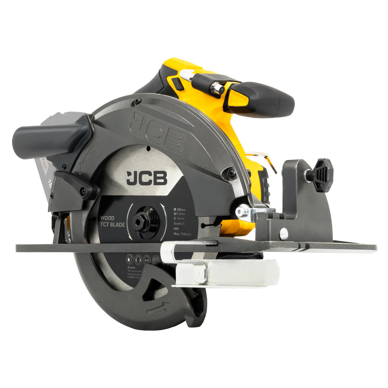 JCB Pro 18V Circular Saw 185mm, 60mm Cut Depth, Aluminium Base, Incl. 2 Blades (Bare Tool) | JCB-18PCS-185