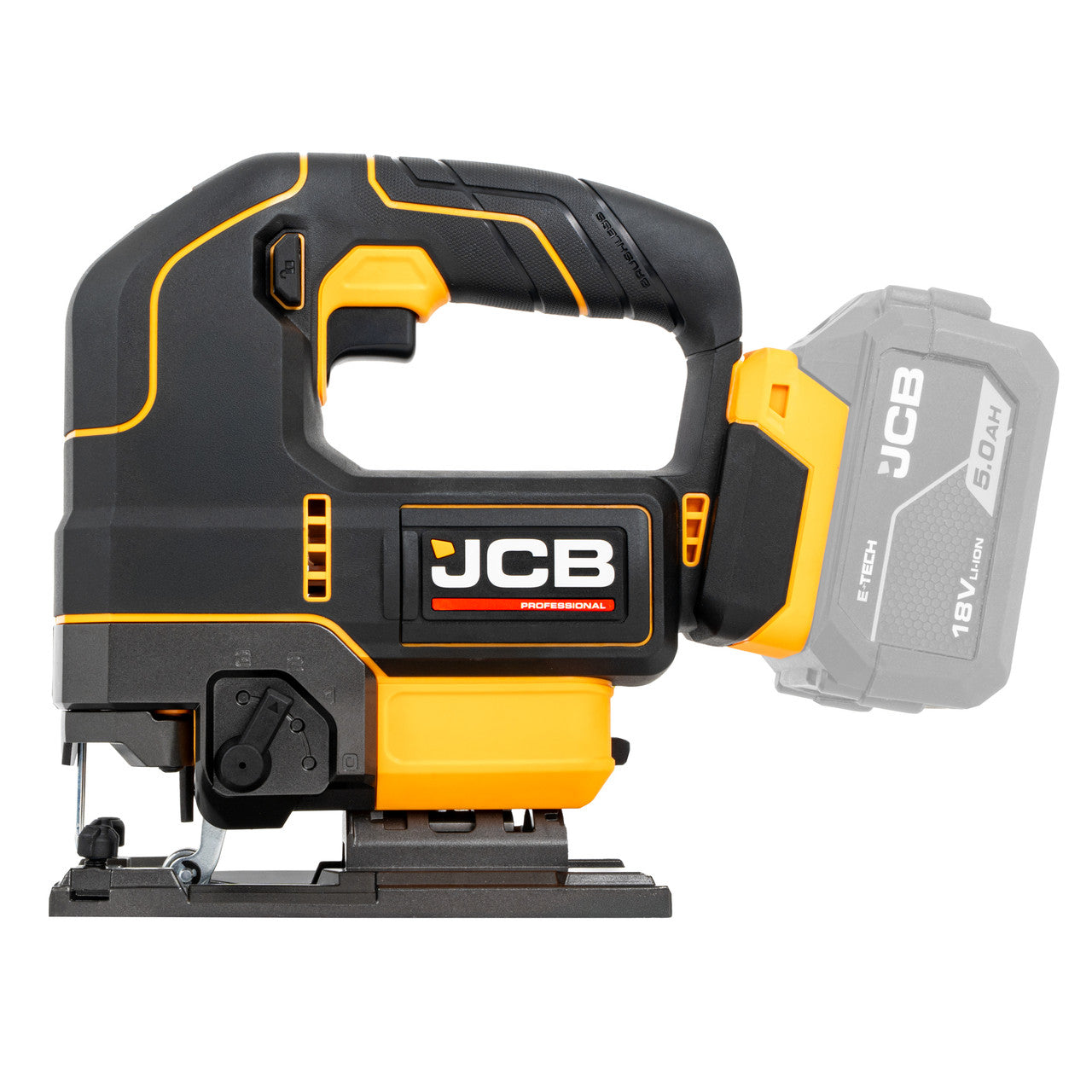 JCB Pro 18V Jigsaw, 135mm Cut, Brushless Motor, 4-Stage Pendulum Action (Bare Tool) | JCB-18PJS-DG