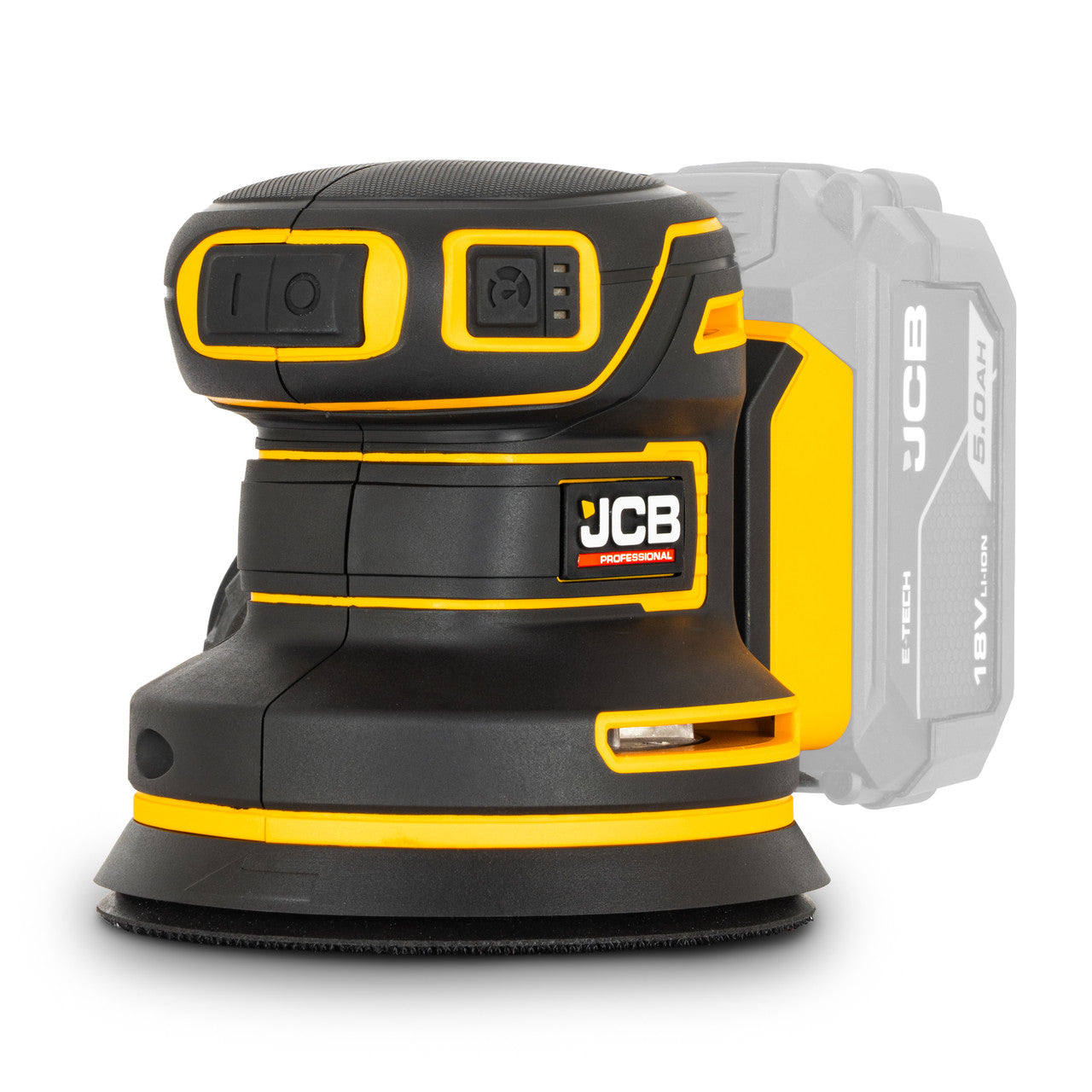 JCB Pro 18V Orbital Sander, 125mm, Brushless, Variable Speed, Dust Protected, Incl. 4x Mesh Sanding Sheets (Bare Tool) | JCB-18POS-125