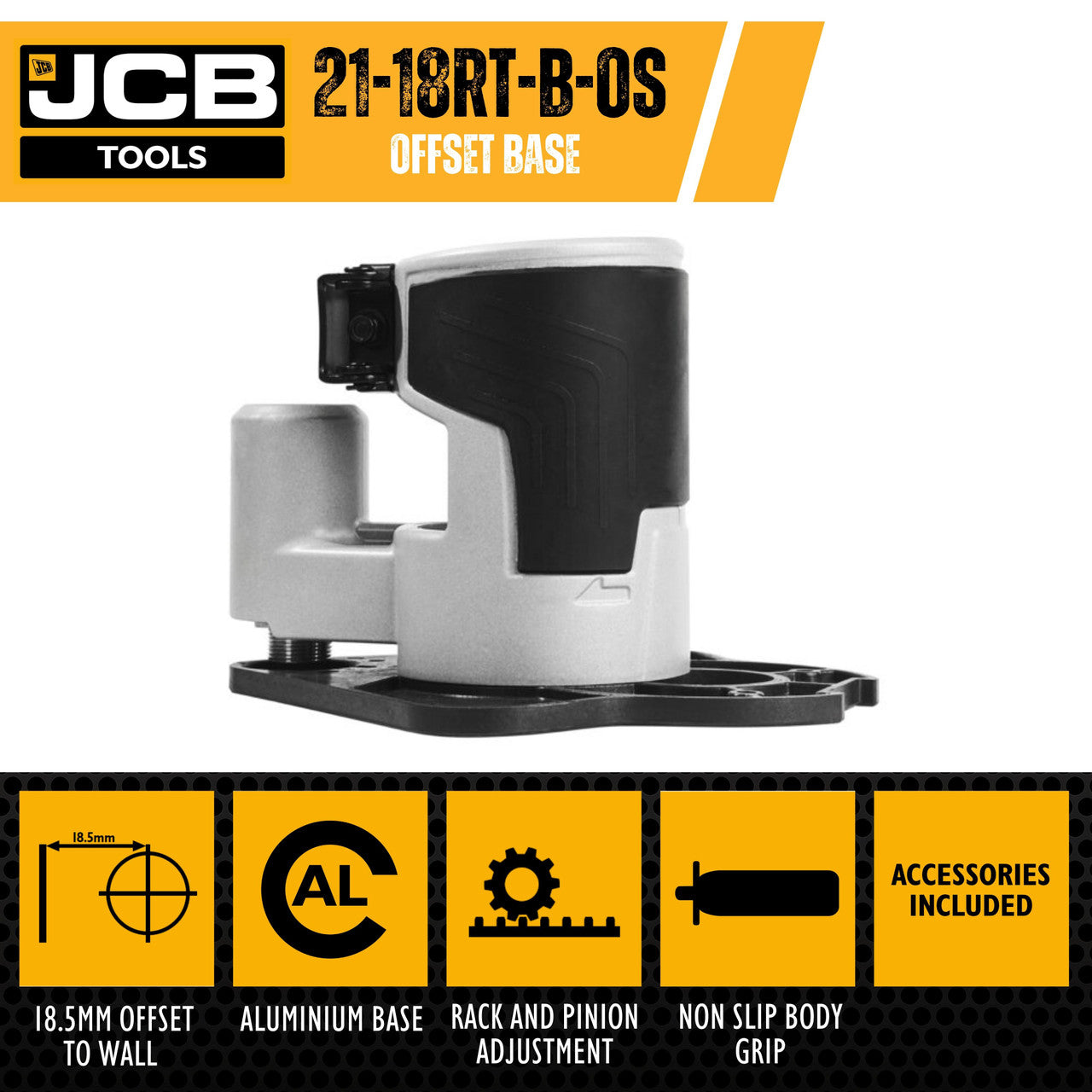 JCB Router Offset Base Accessory, 8mm Socket Wrench | 21-18RT-B-OS